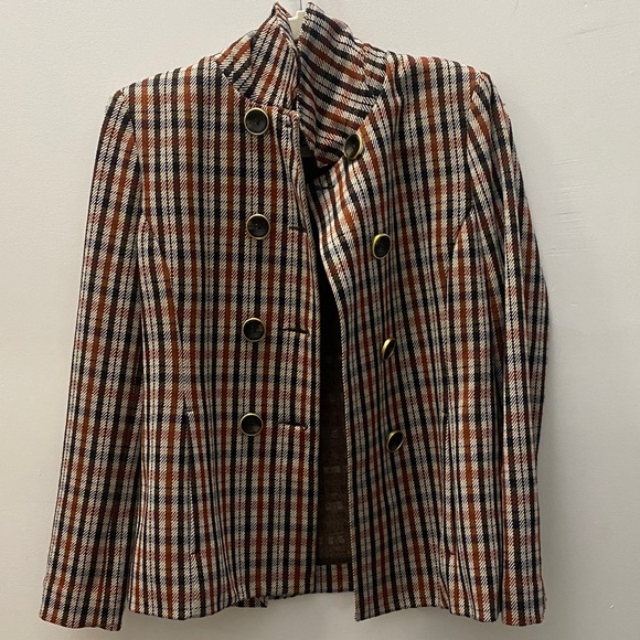 CAbi Jackets & Blazers - CAbi Multicolor Plaid Double-Breasted Blazer
